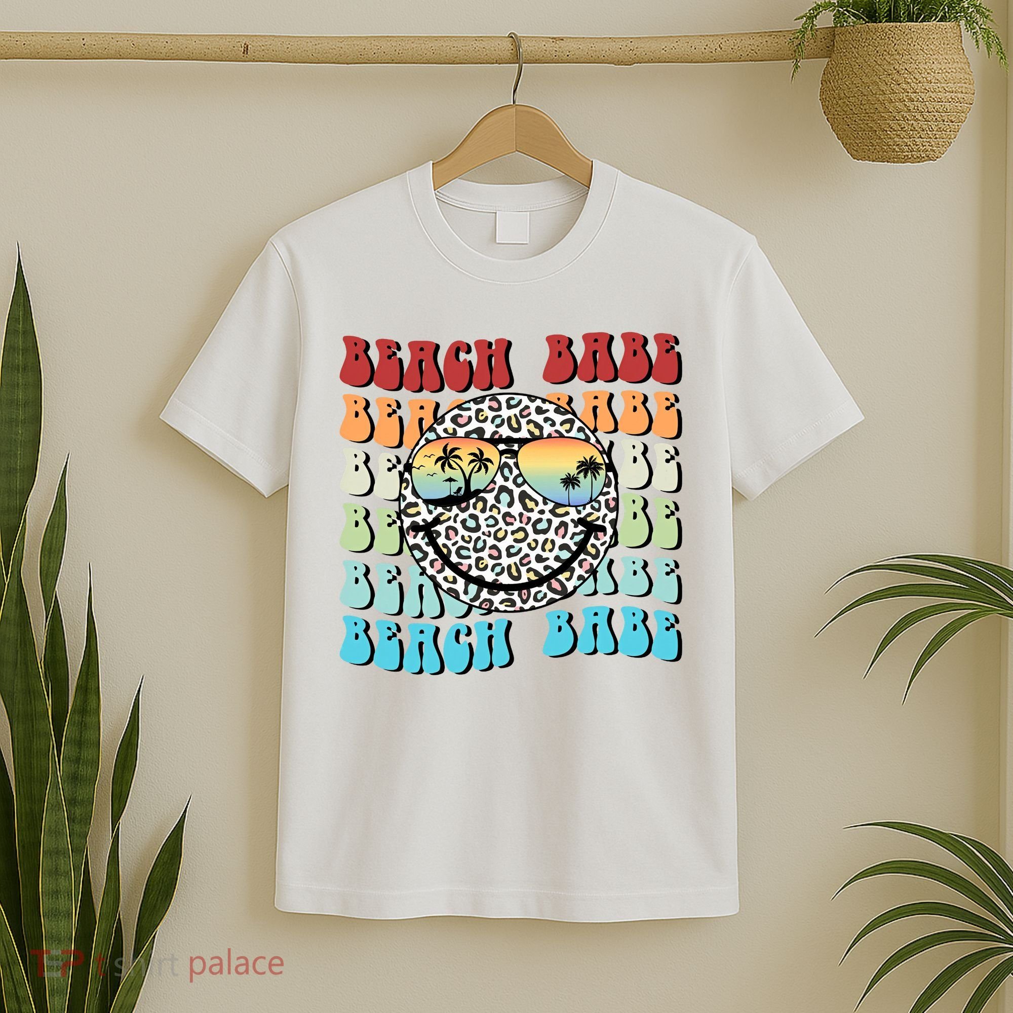 Beach Funny Babe Summer Retro Vacation Beach And Summer Leopard T-Shirt