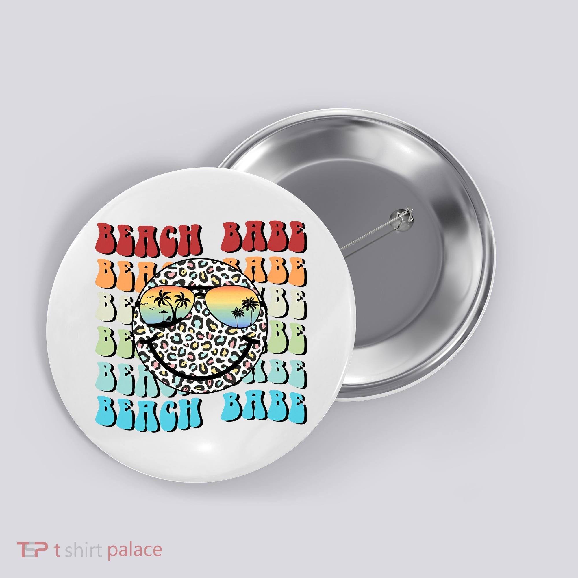 Beach Funny Babe Summer Retro Vacation Beach And Summer Leopard Button