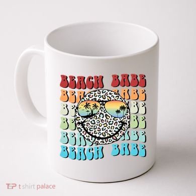 Beach Funny Babe Summer Retro Vacation Beach And Summer Leopard Coffee Mug