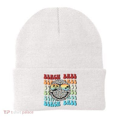 Beach Funny Babe Summer Retro Vacation Beach And Summer Leopard Beanie