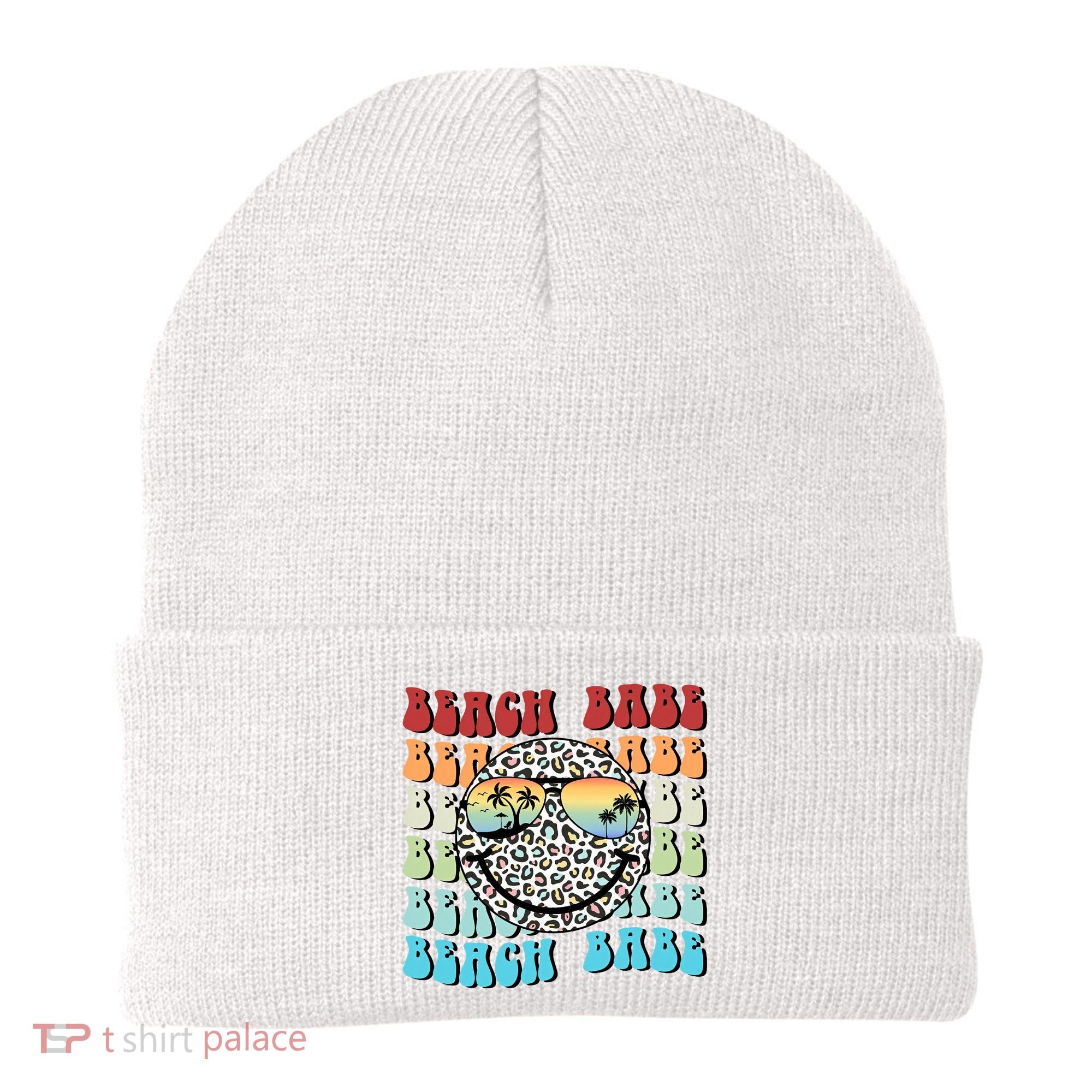 Beach Funny Babe Summer Retro Vacation Beach And Summer Leopard Beanie