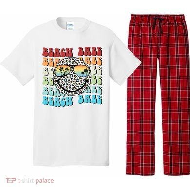 Beach Funny Babe Summer Retro Vacation Beach And Summer Leopard Pajama Set
