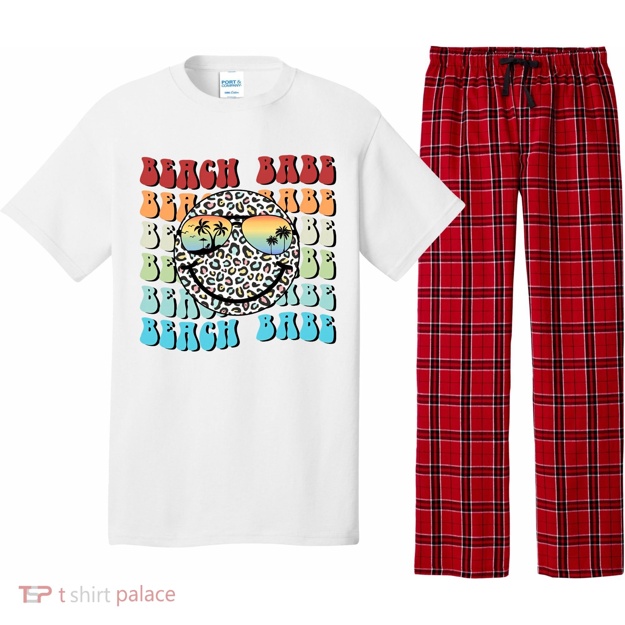 Beach Funny Babe Summer Retro Vacation Beach And Summer Leopard Pajama Set