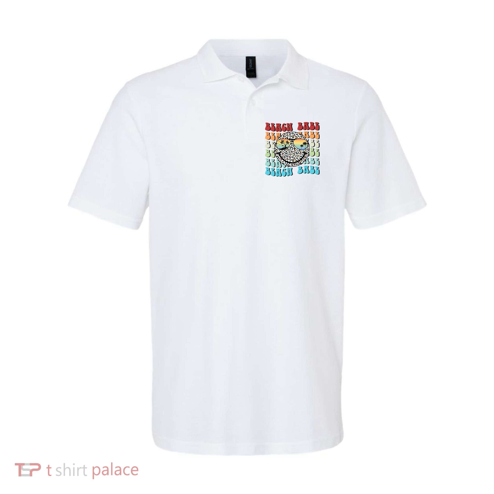 Beach Funny Babe Summer Retro Vacation Beach And Summer Leopard Polo