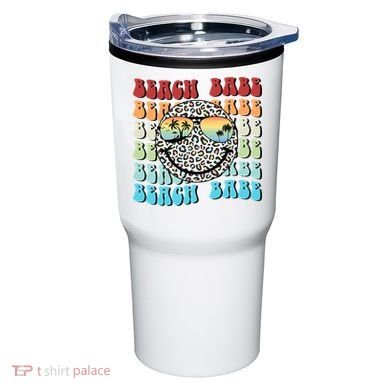 Beach Funny Babe Summer Retro Vacation Beach And Summer Leopard Tumbler