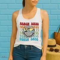Beach Funny Babe Summer Retro Vacation Beach And Summer Leopard Women's Tank Top thumb 2