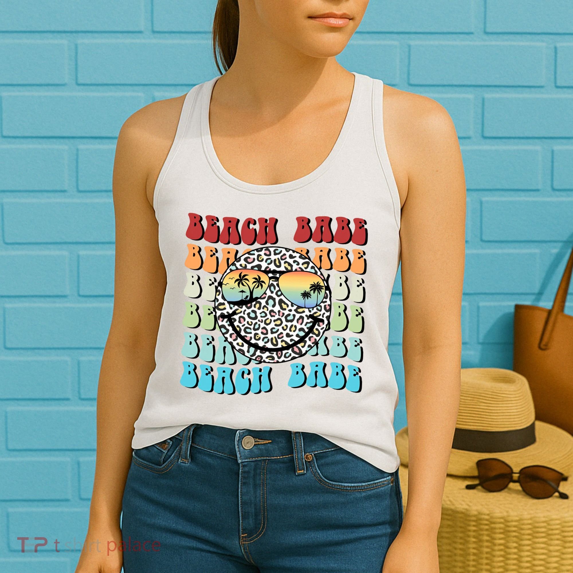 Beach Funny Babe Summer Retro Vacation Beach And Summer Leopard Women's Tank Top