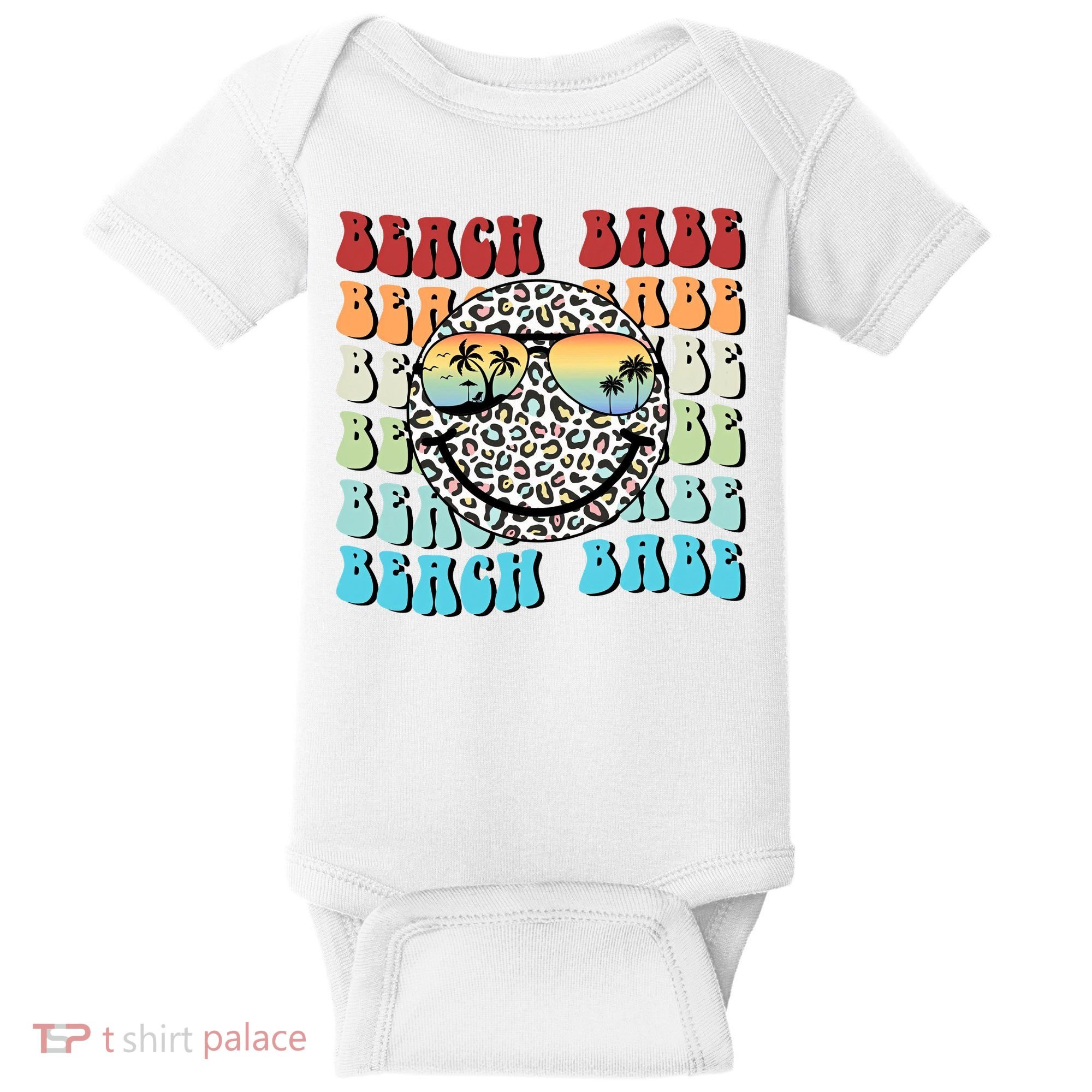 Beach Funny Babe Summer Retro Vacation Beach And Summer Leopard Baby Bodysuit