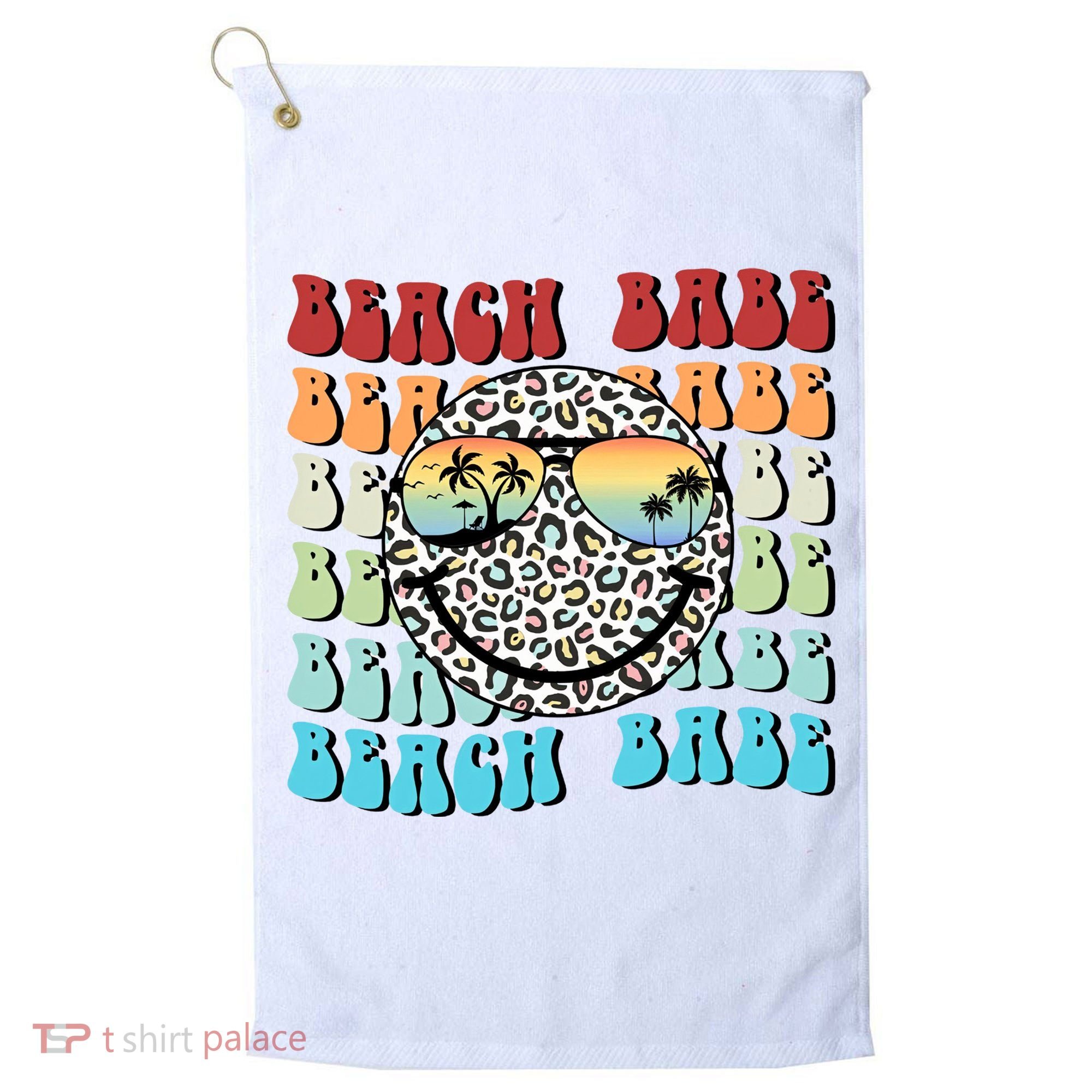 Beach Funny Babe Summer Retro Vacation Beach And Summer Leopard Golf Towel