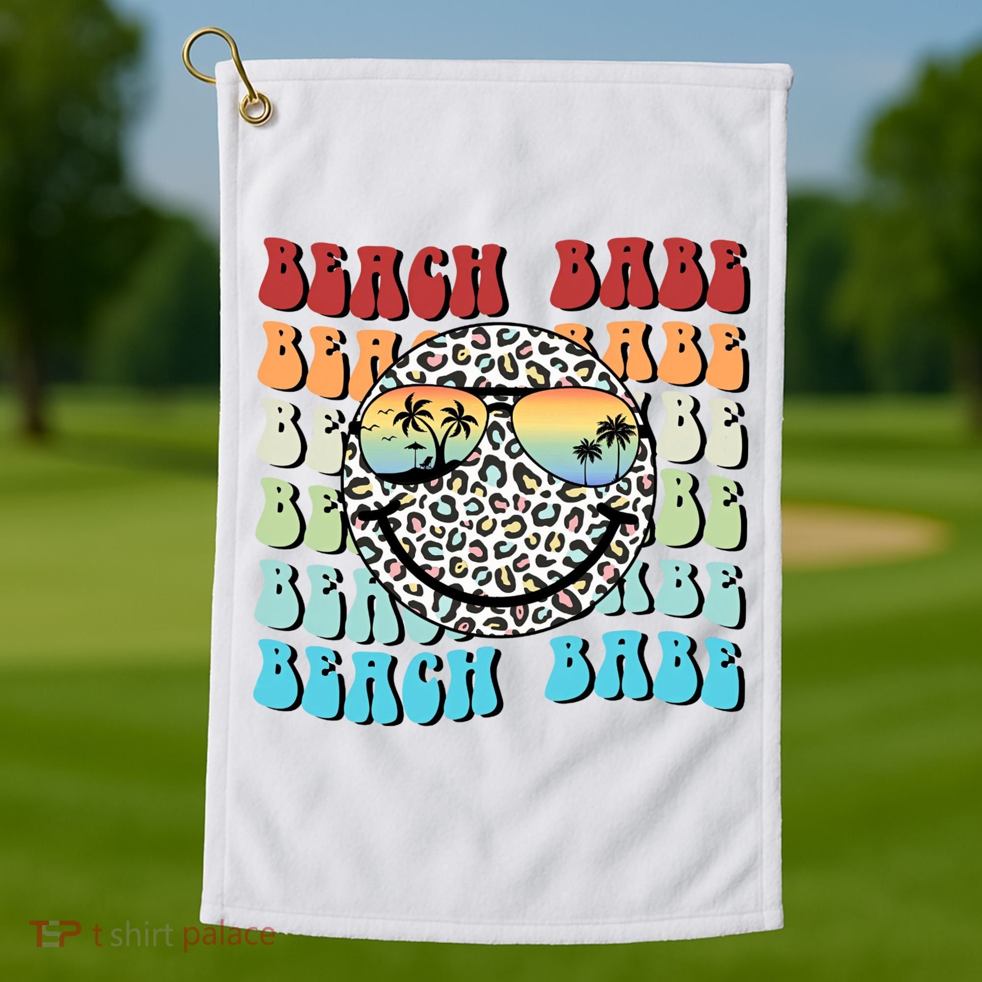 Beach Funny Babe Summer Retro Vacation Beach And Summer Leopard Golf Towel