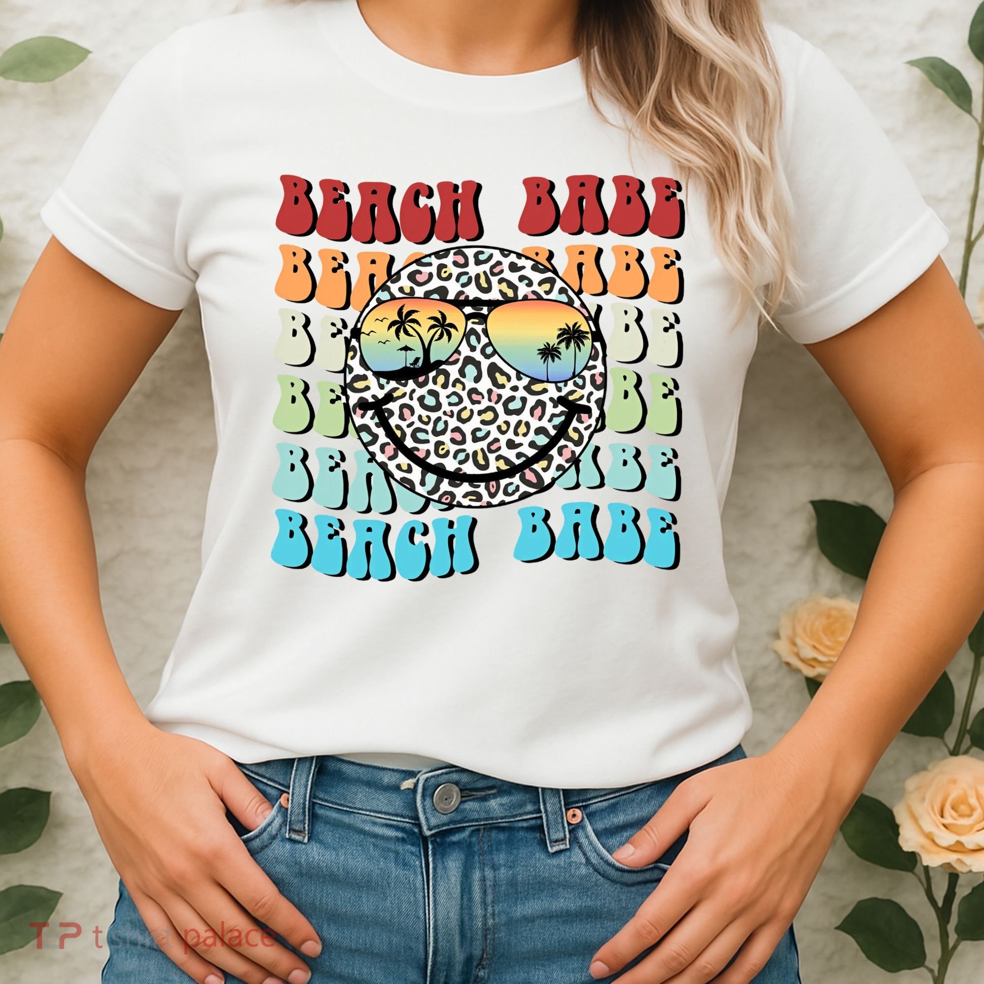 Beach Funny Babe Summer Retro Vacation Beach And Summer Leopard Women's T-Shirt