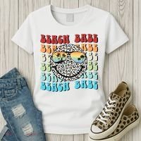 Beach Funny Babe Summer Retro Vacation Beach And Summer Leopard Women's T-Shirt thumb 3