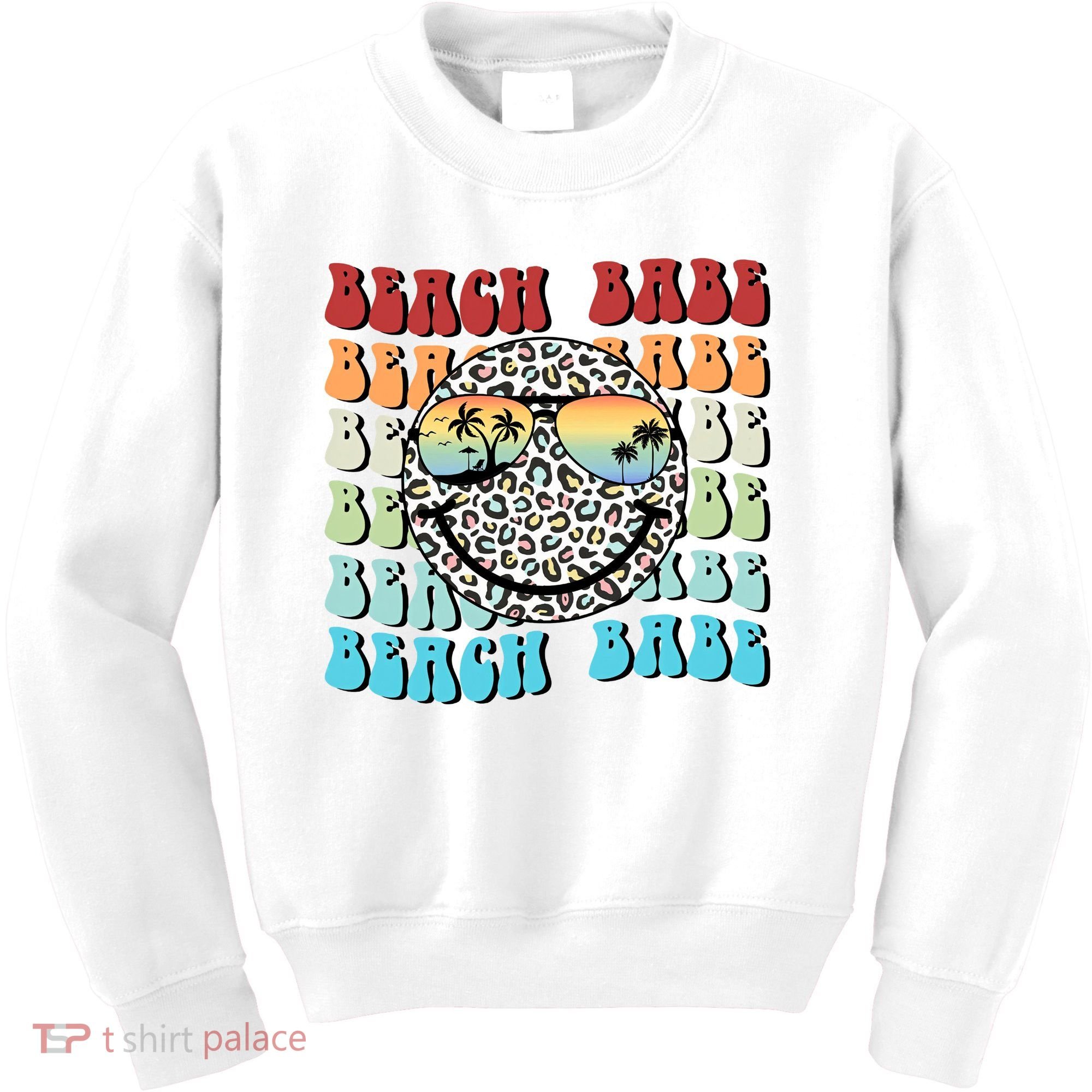 Beach Funny Babe Summer Retro Vacation Beach And Summer Leopard Kids Sweatshirt