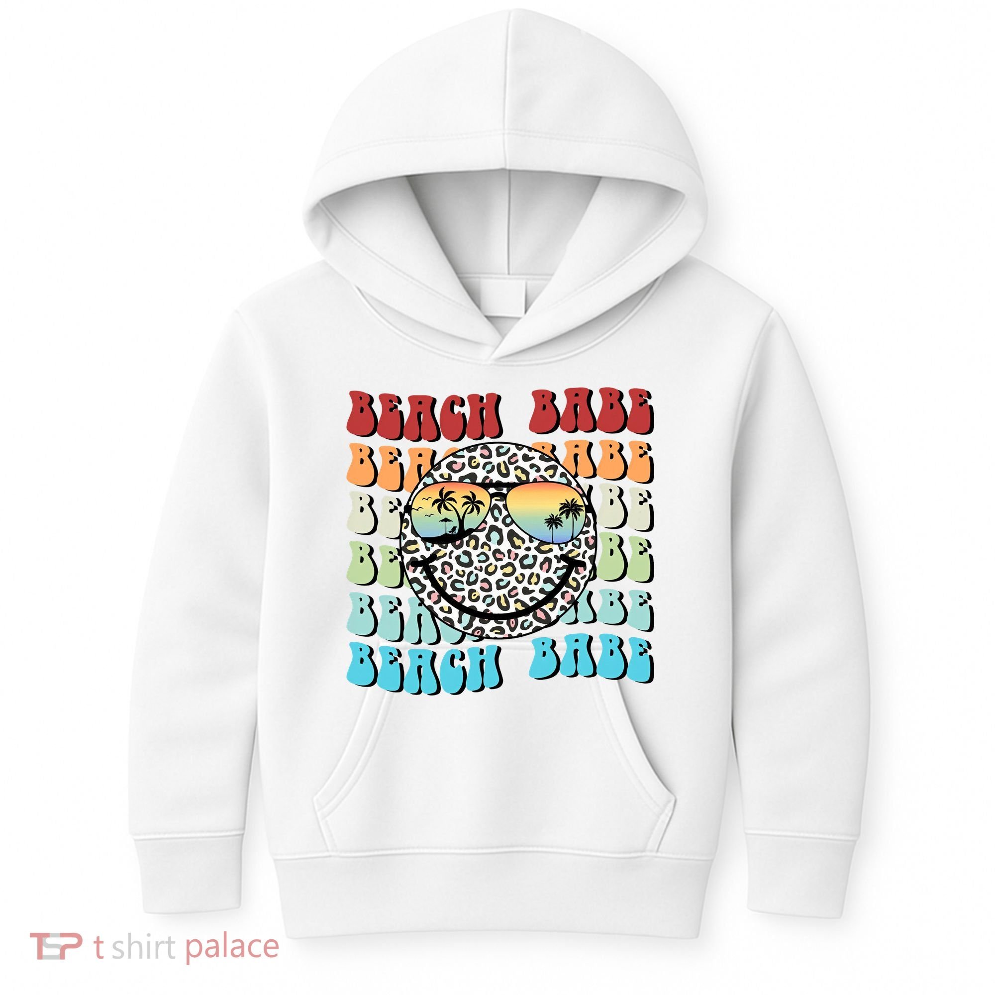 Beach Funny Babe Summer Retro Vacation Beach And Summer Leopard Kids Hoodie
