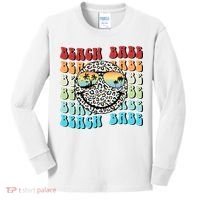Beach Funny Babe Summer Retro Vacation Beach And Summer Leopard Kids Long Sleeve Shirt thumb 0