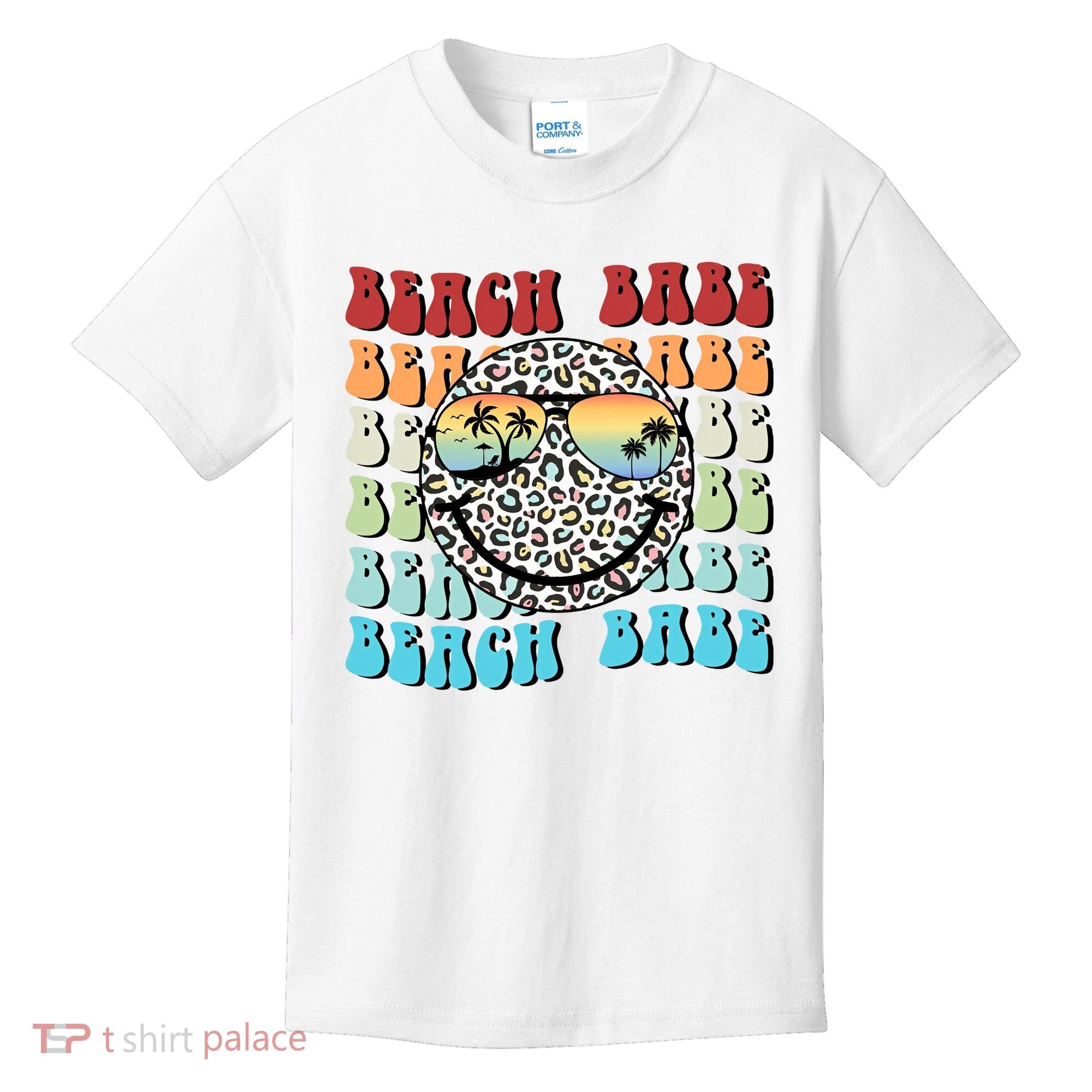 Beach Funny Babe Summer Retro Vacation Beach And Summer Leopard Kids T-Shirt