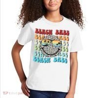 Beach Funny Babe Summer Retro Vacation Beach And Summer Leopard Kids T-Shirt thumb 2
