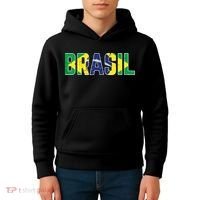 Brasil Flag Brazilian Soccer Fan Kids Hoodie thumb 4