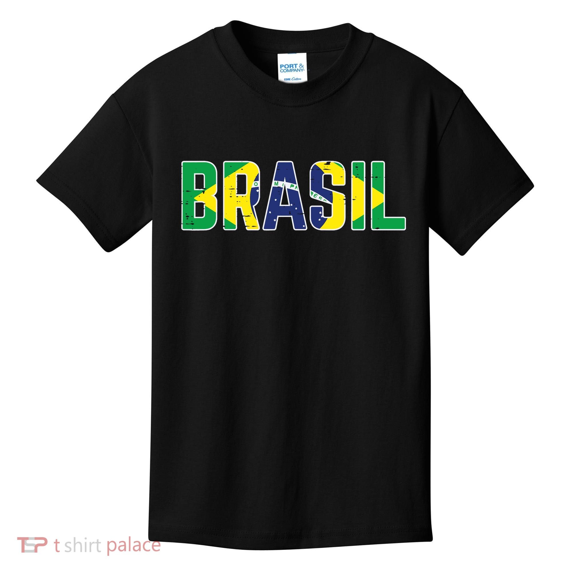 Brasil Flag Brazilian Soccer Fan Kids T-Shirt