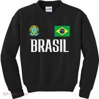 Brasil Flag Brazil Football Soccer Fan Kids Sweatshirt thumb 0