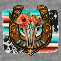 Boho Flower Bull Skull Horseshoes Western Cowhide Serape Toddler Hoodie thumb 2