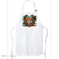 Boho Flower Bull Skull Horseshoes Western Cowhide Serape Apron thumb 0