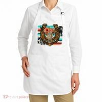 Boho Flower Bull Skull Horseshoes Western Cowhide Serape Apron thumb 2