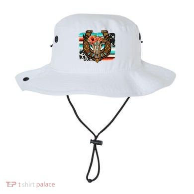Boho Flower Bull Skull Horseshoes Western Cowhide Serape Bucket Hat