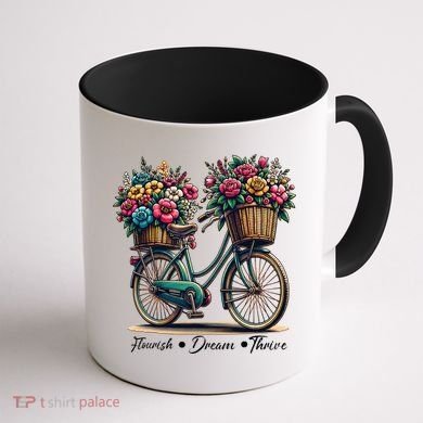Bicycle Flower Basket Inspire Bloom Succeed Coffee Mug back