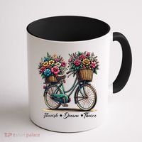 Bicycle Flower Basket Inspire Bloom Succeed Coffee Mug thumb 1