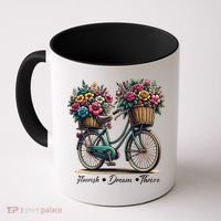 Bicycle Flower Basket Inspire Bloom Succeed Coffee Mug thumb 0