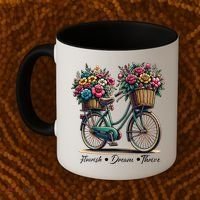 Bicycle Flower Basket Inspire Bloom Succeed Coffee Mug thumb 2