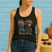 Bicycle Flower Basket Inspire Bloom Succeed Women's Tank Top thumb 2