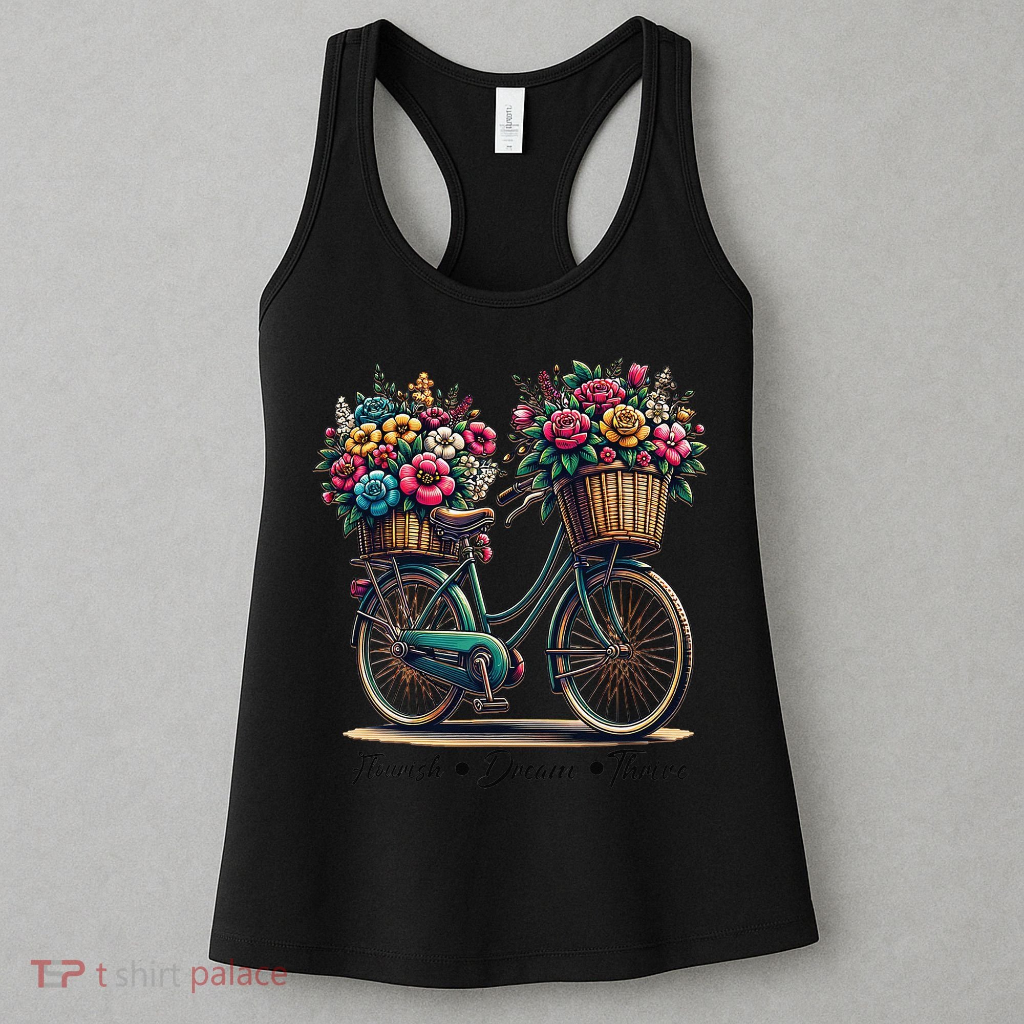 Bicycle Flower Basket Inspire Bloom Succeed Women's Tank Top