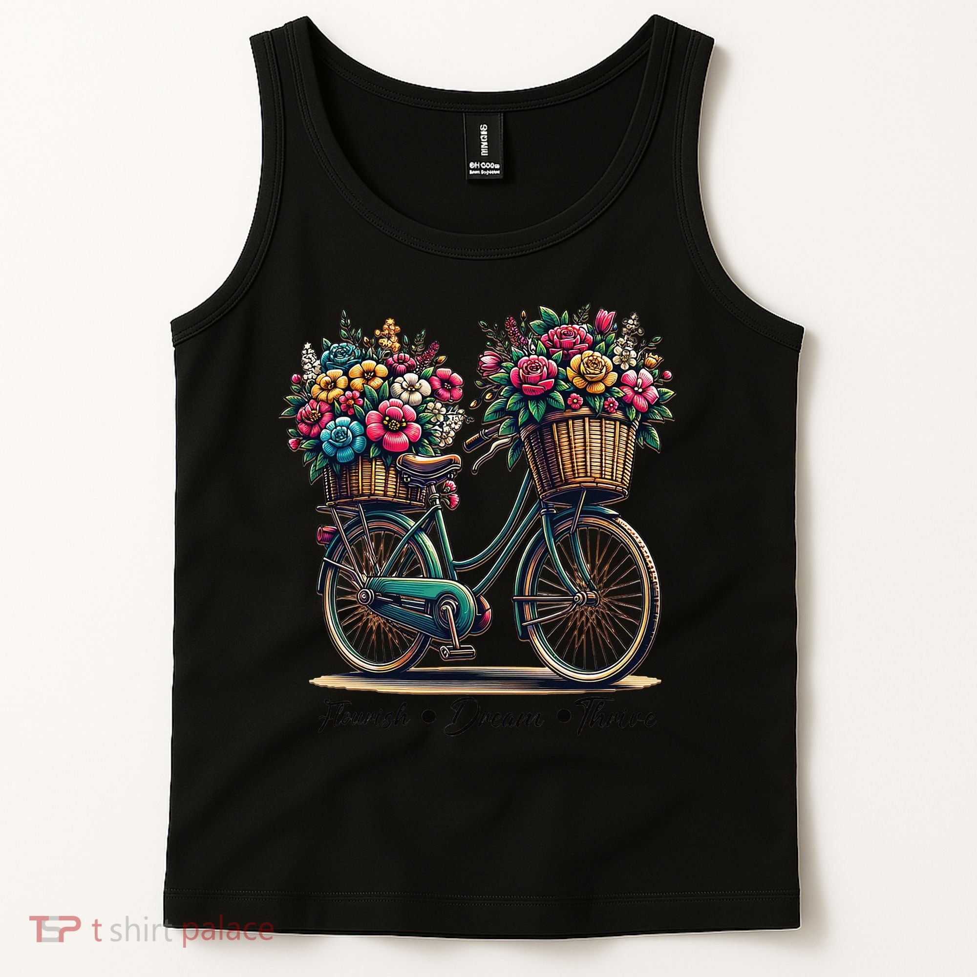 Bicycle Flower Basket Inspire Bloom Succeed Tank Top