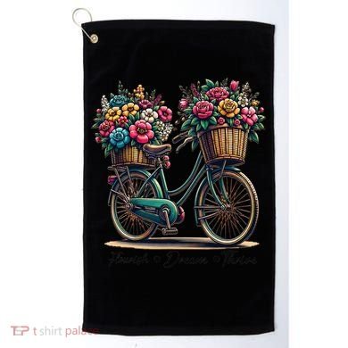 Bicycle Flower Basket Inspire Bloom Succeed Golf Towel