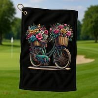 Bicycle Flower Basket Inspire Bloom Succeed Golf Towel thumb 1
