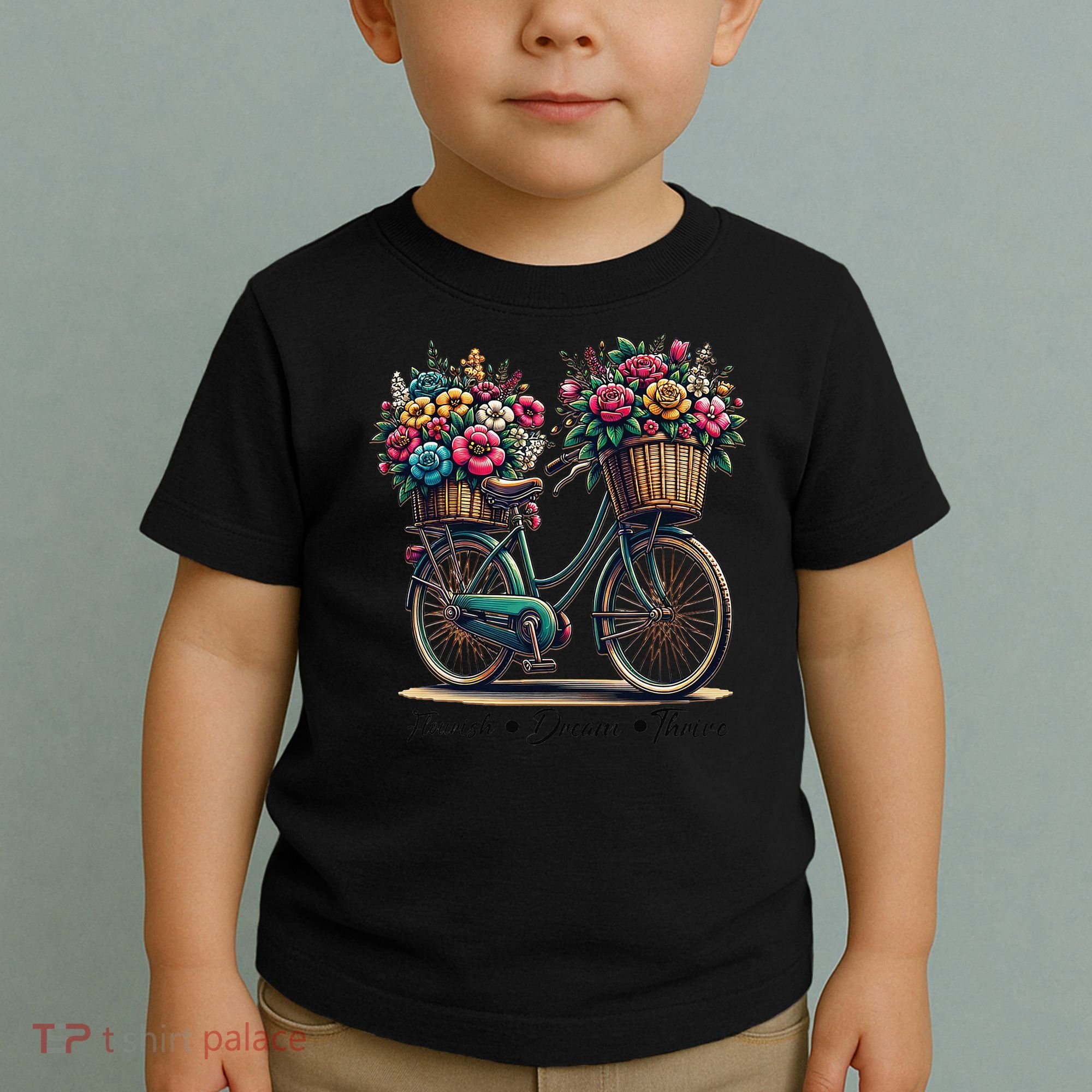 Bicycle Flower Basket Inspire Bloom Succeed Toddler T-Shirt