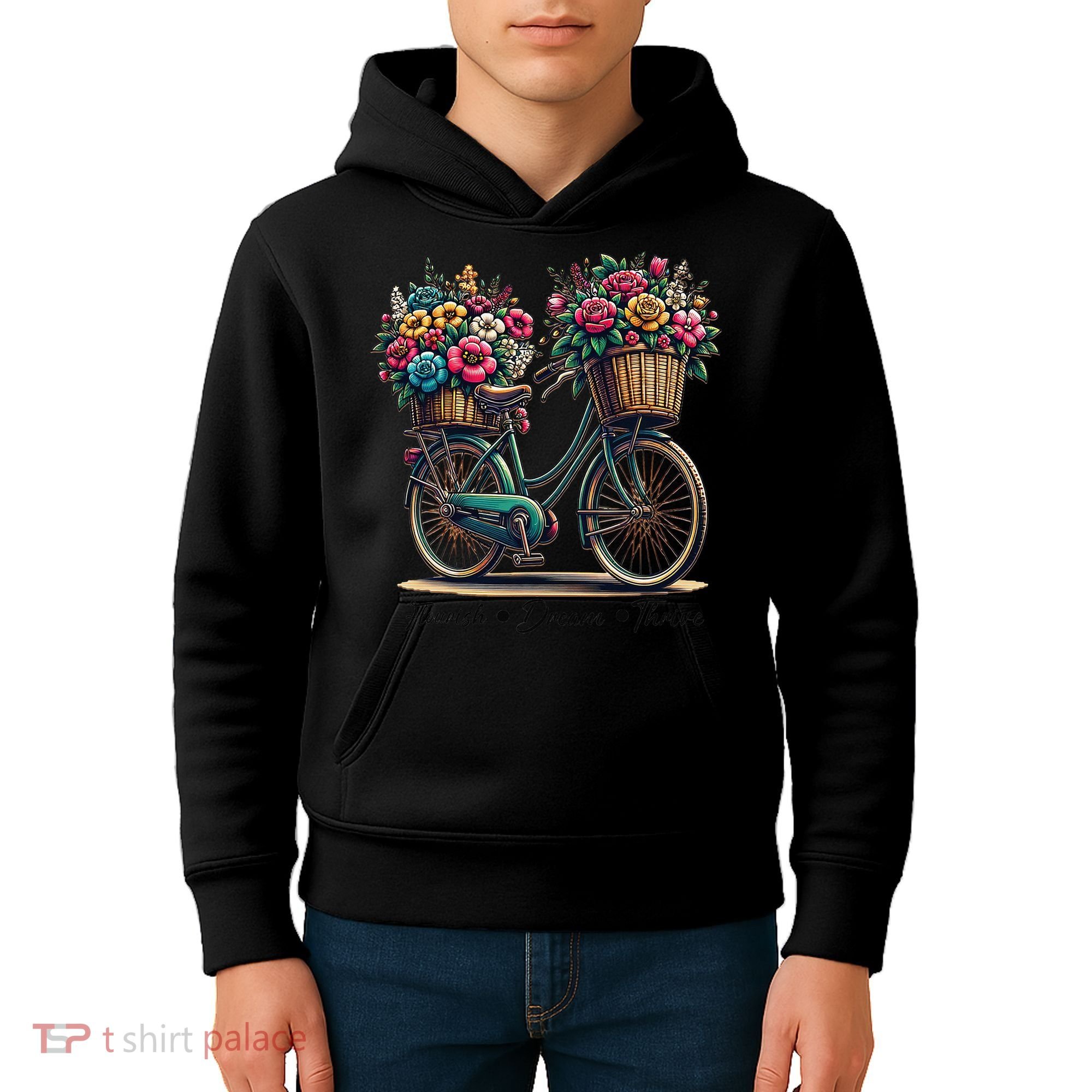 Bicycle Flower Basket Inspire Bloom Succeed Kids Hoodie