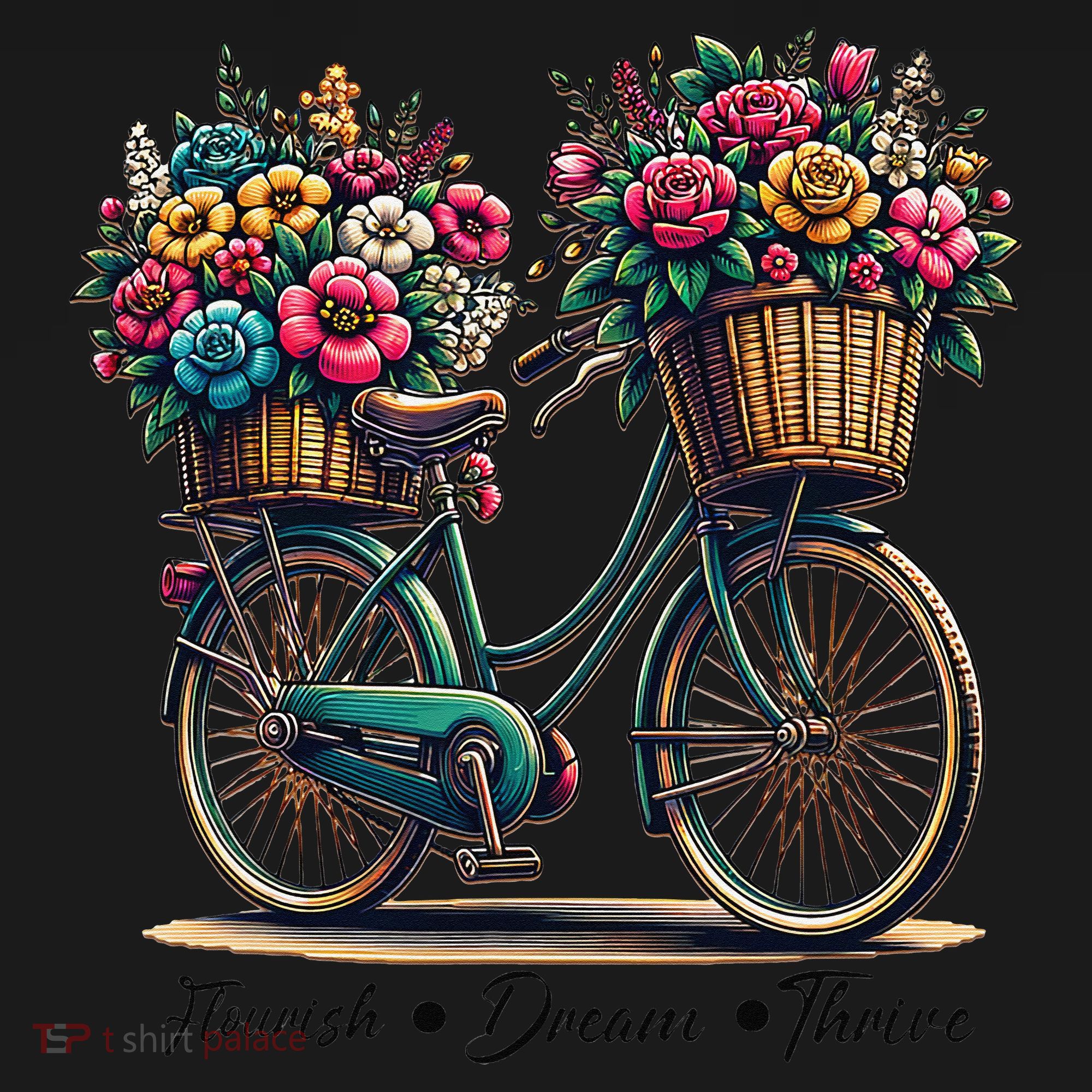 Bicycle Flower Basket Inspire Bloom Succeed Kids Long Sleeve Shirt