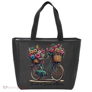 Bicycle Flower Basket Inspire Bloom Succeed Tote Bag