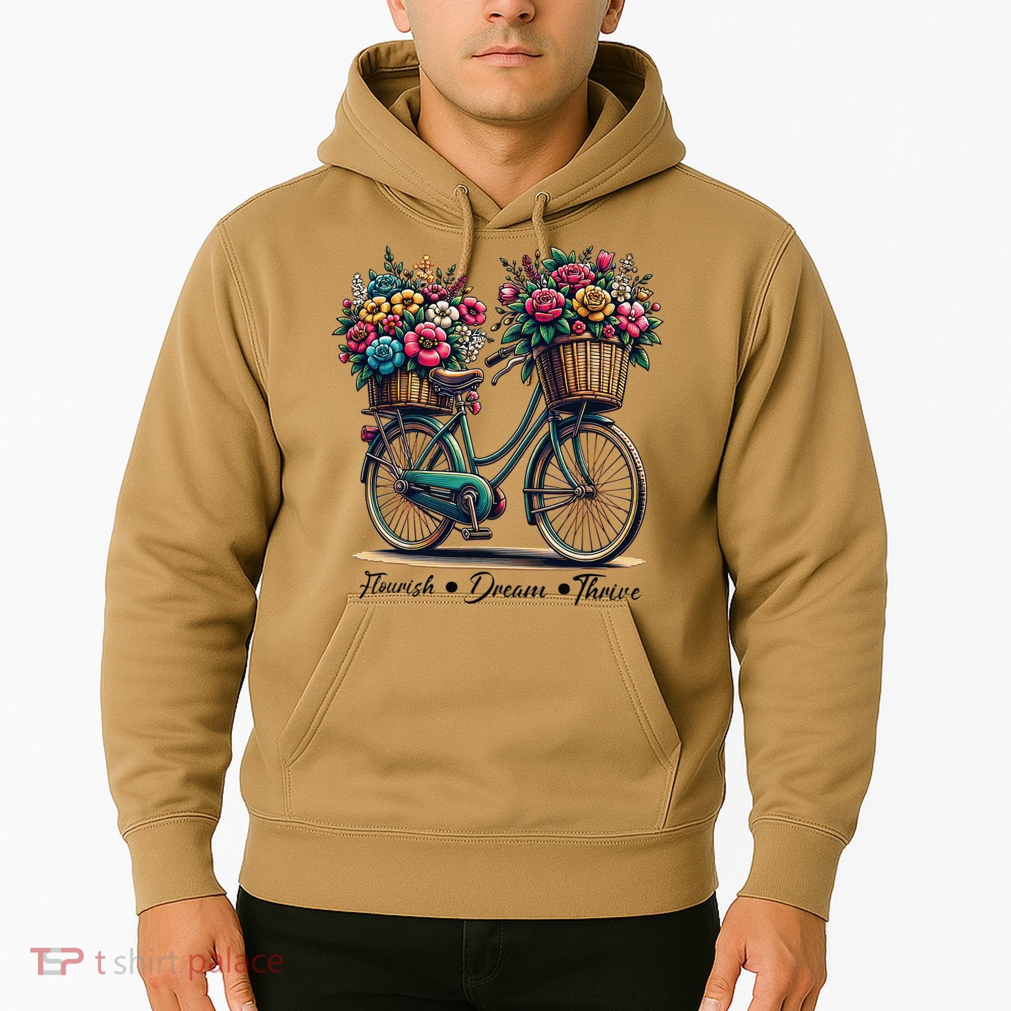 Bicycle Flower Basket Inspire Bloom Succeed Hoodie