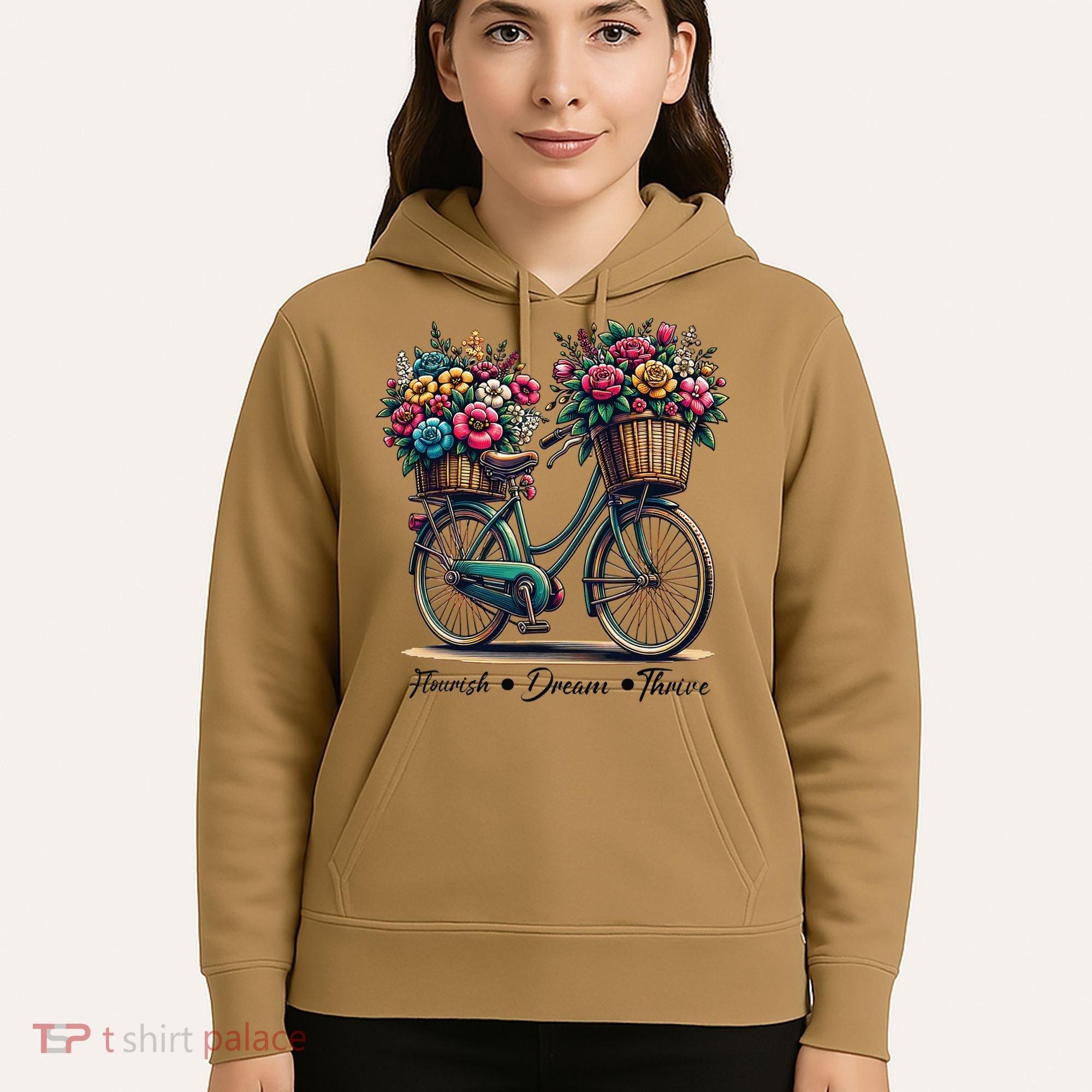 Bicycle Flower Basket Inspire Bloom Succeed Hoodie