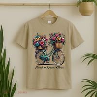 Bicycle Flower Basket Inspire Bloom Succeed T-Shirt thumb 2