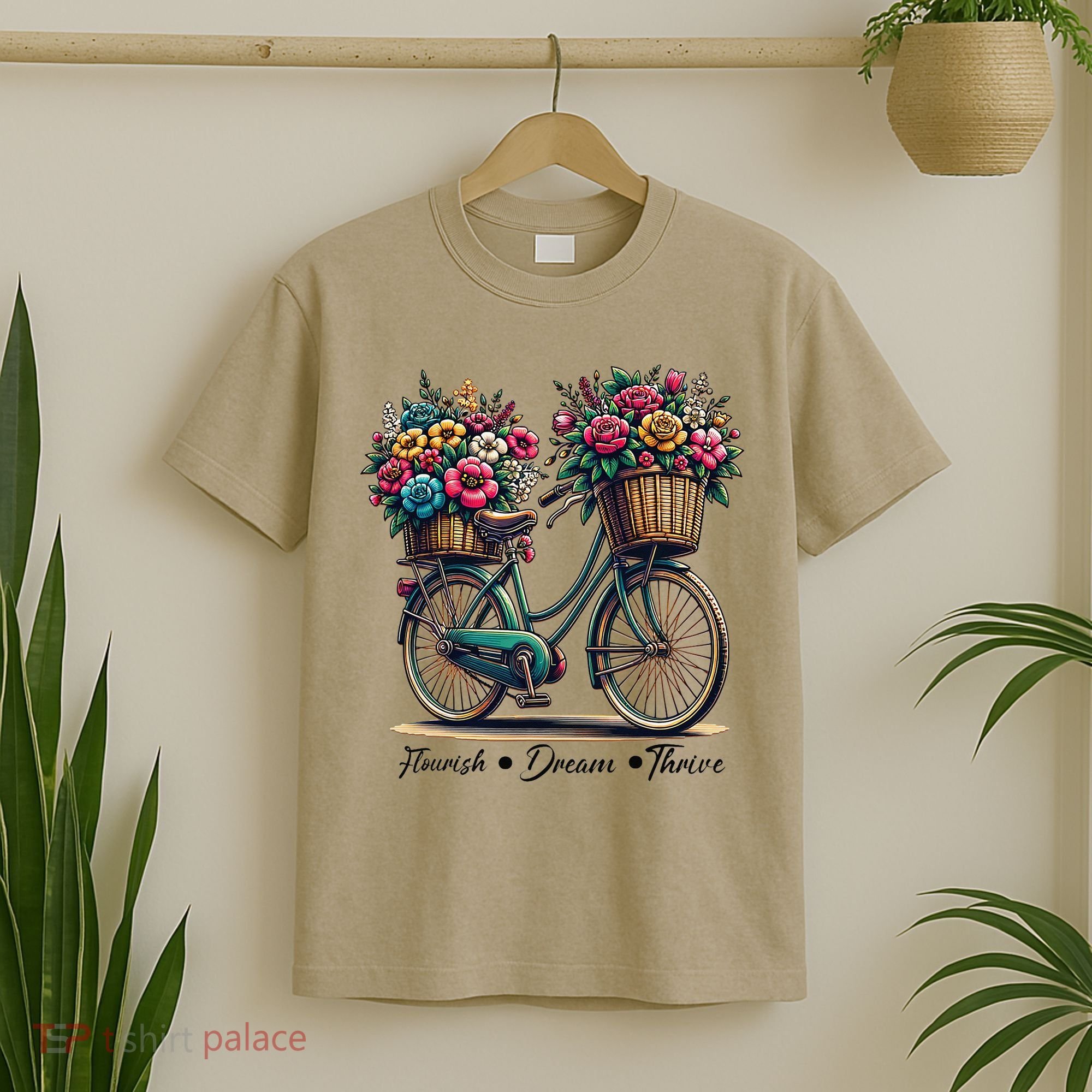 Bicycle Flower Basket Inspire Bloom Succeed T-Shirt
