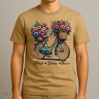 Bicycle Flower Basket Inspire Bloom Succeed T-Shirt thumb 3