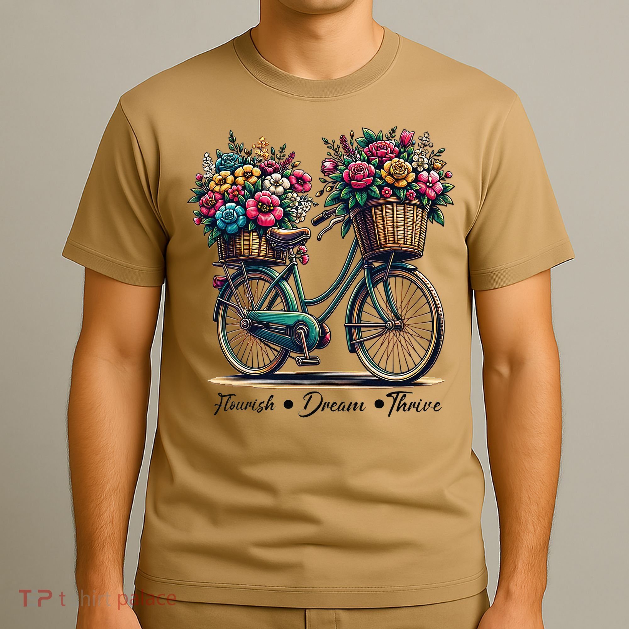 Bicycle Flower Basket Inspire Bloom Succeed T-Shirt