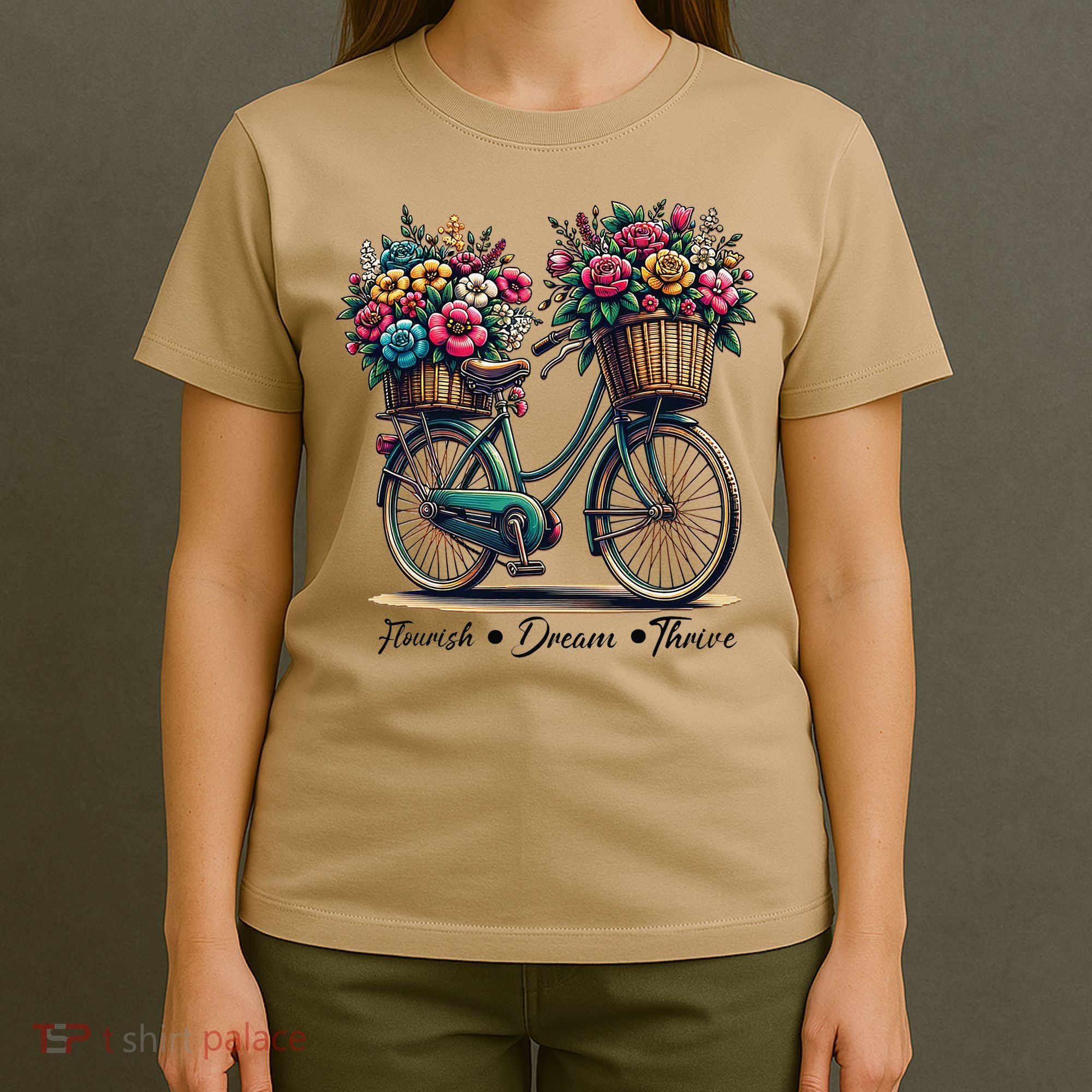 Bicycle Flower Basket Inspire Bloom Succeed T-Shirt