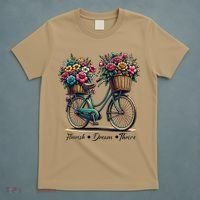 Bicycle Flower Basket Inspire Bloom Succeed T-Shirt thumb 5