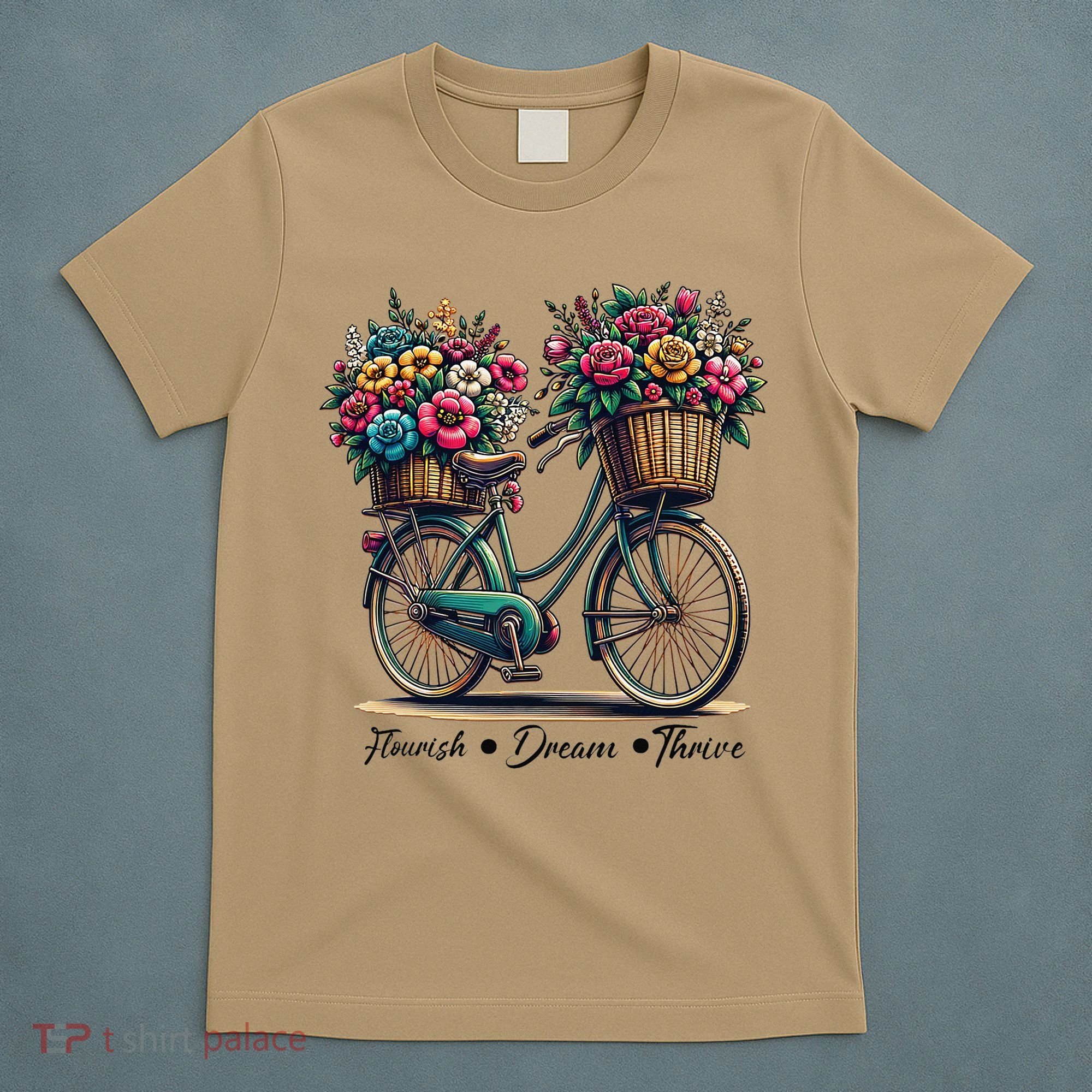 Bicycle Flower Basket Inspire Bloom Succeed T-Shirt